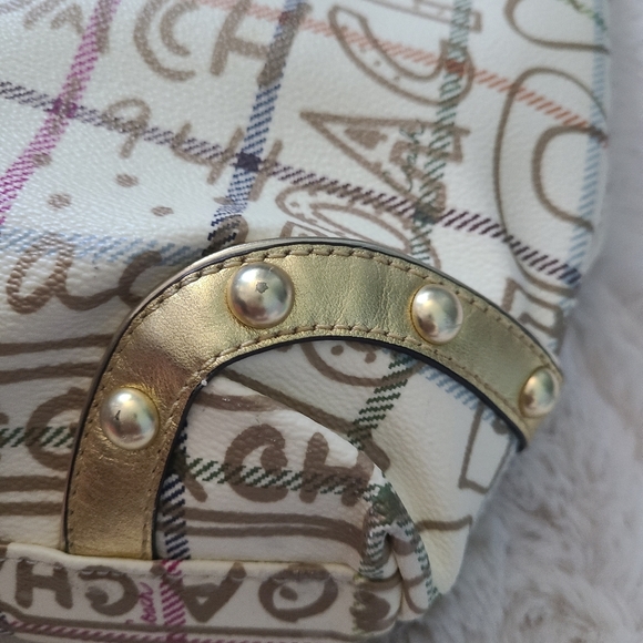 Coach Gold Tattersall Graffiti Tote - Picture 3 of 5